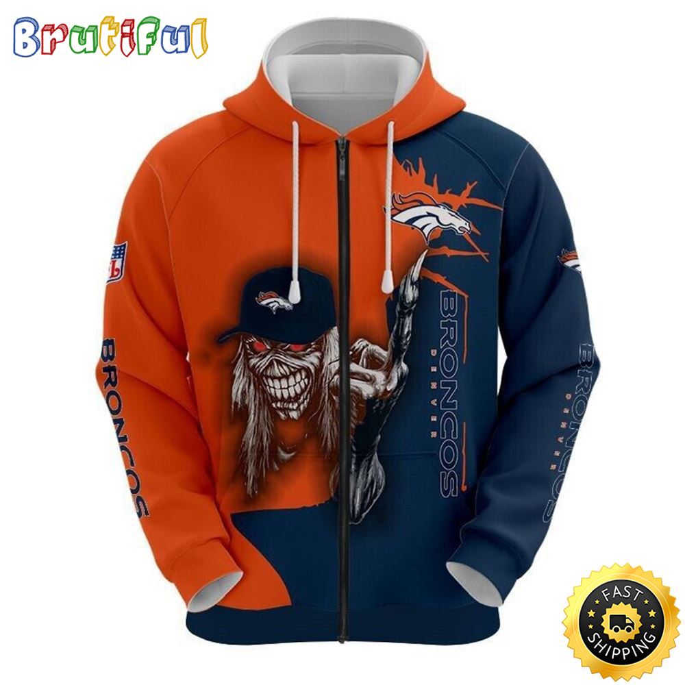 NFL Denver Broncos 3D Hoodie All Over Print Skull Ultimate Fan Gear