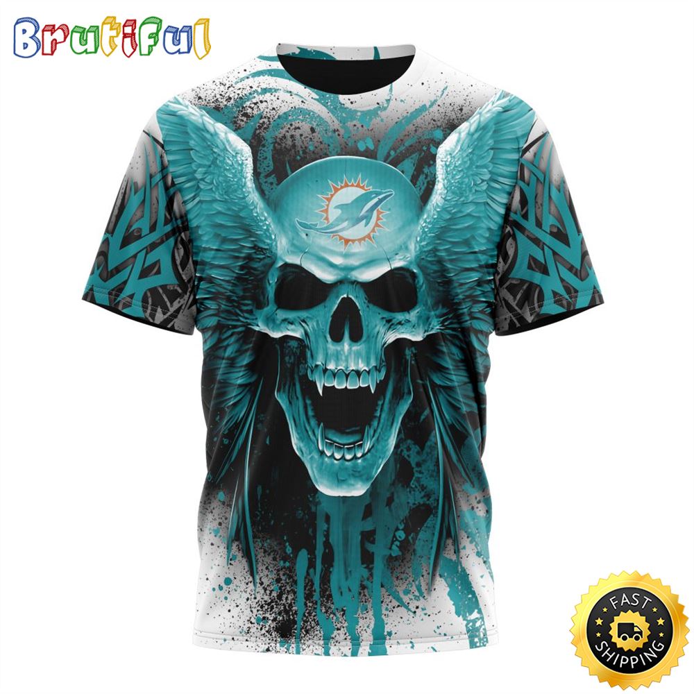 NFL Miami Dolphins 3D T Shirt All Over Print Special Kits With Skull  Stylish Team Apparel