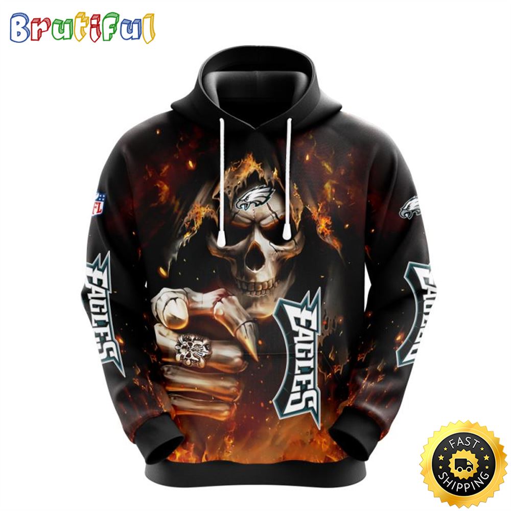 NFL Philadelphia Eagles 3D Hoodie All Over Print Skull Ultimate Fan Gear