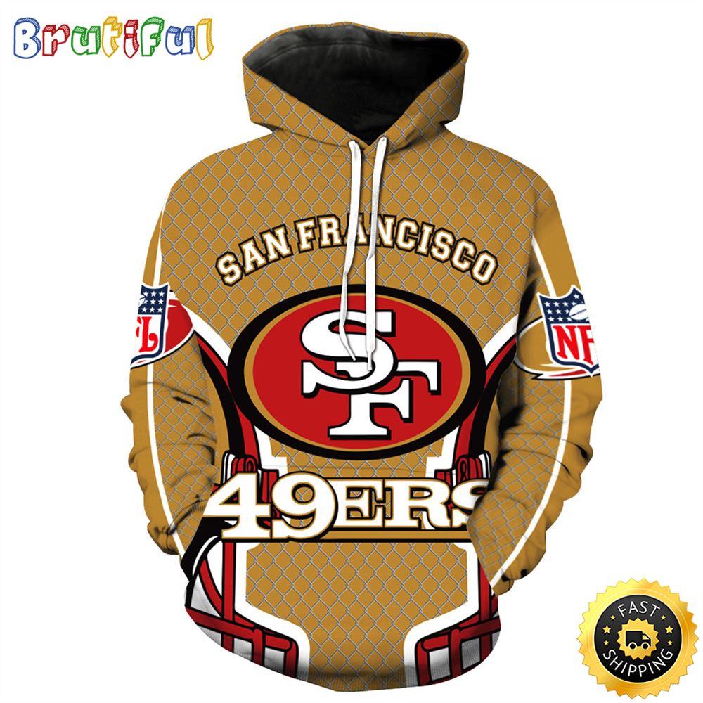 N.F.L. San Francisco 49ers In Trendy New Red _ Gold All Over Print Shirt
