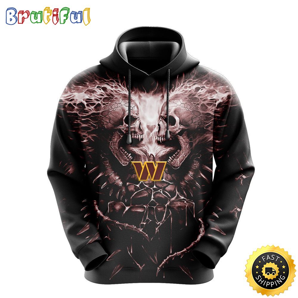 NFL Washington Commanders 3D Hoodie All Over Print Skull Game Day Essential