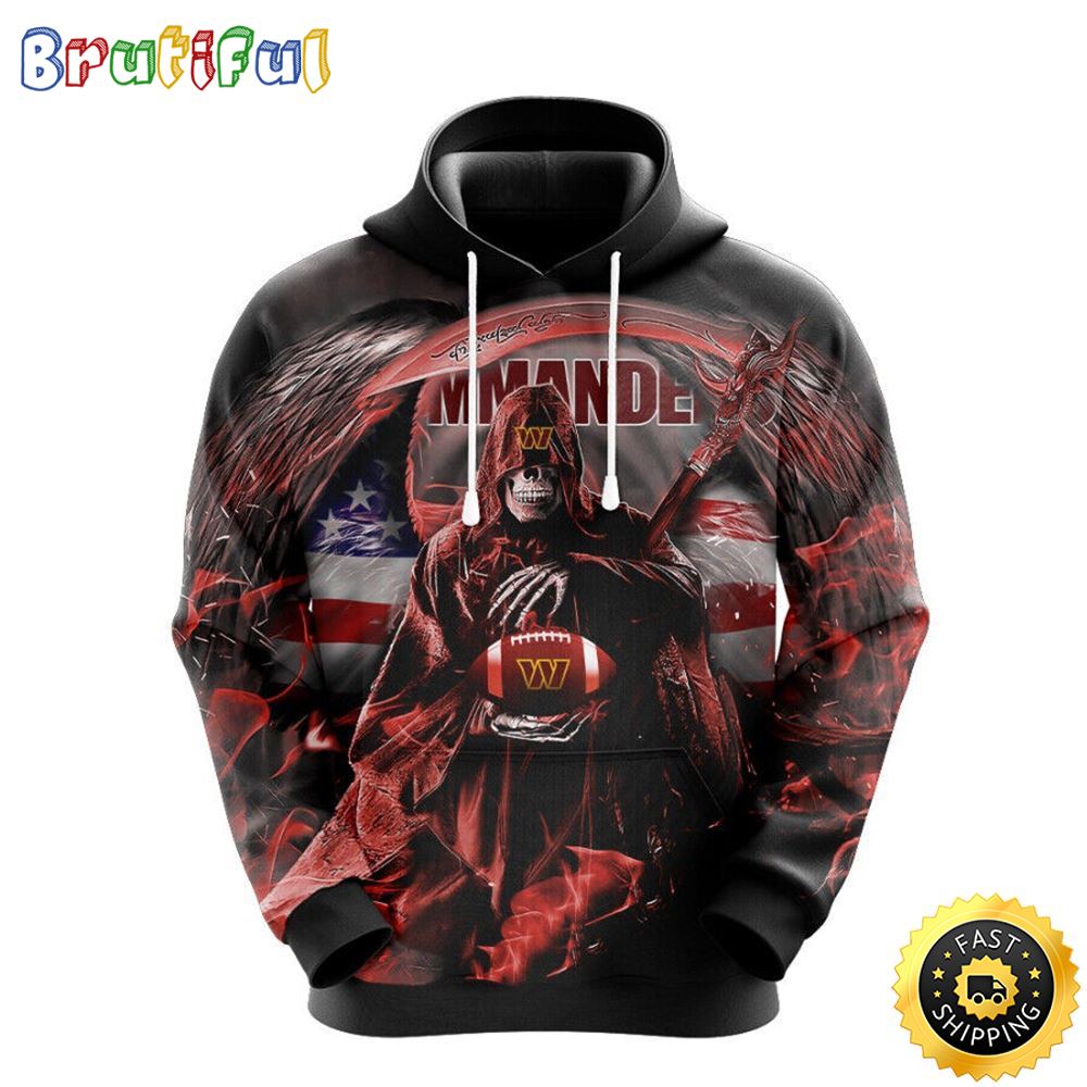 NFL Washington Commanders 3D Hoodie All Over Print Skull Ultimate Fan Gear