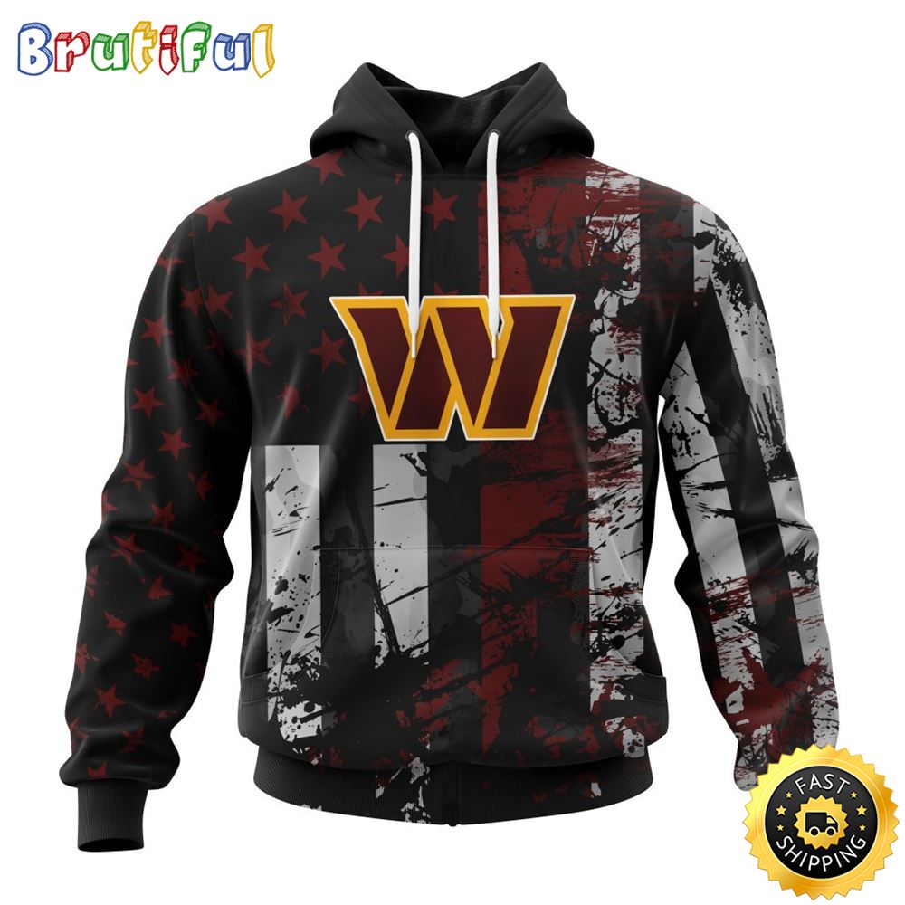 NFL Washington Commanders 3D Hoodie Classic Grunge American Flag Stylish Warmth For Fans
