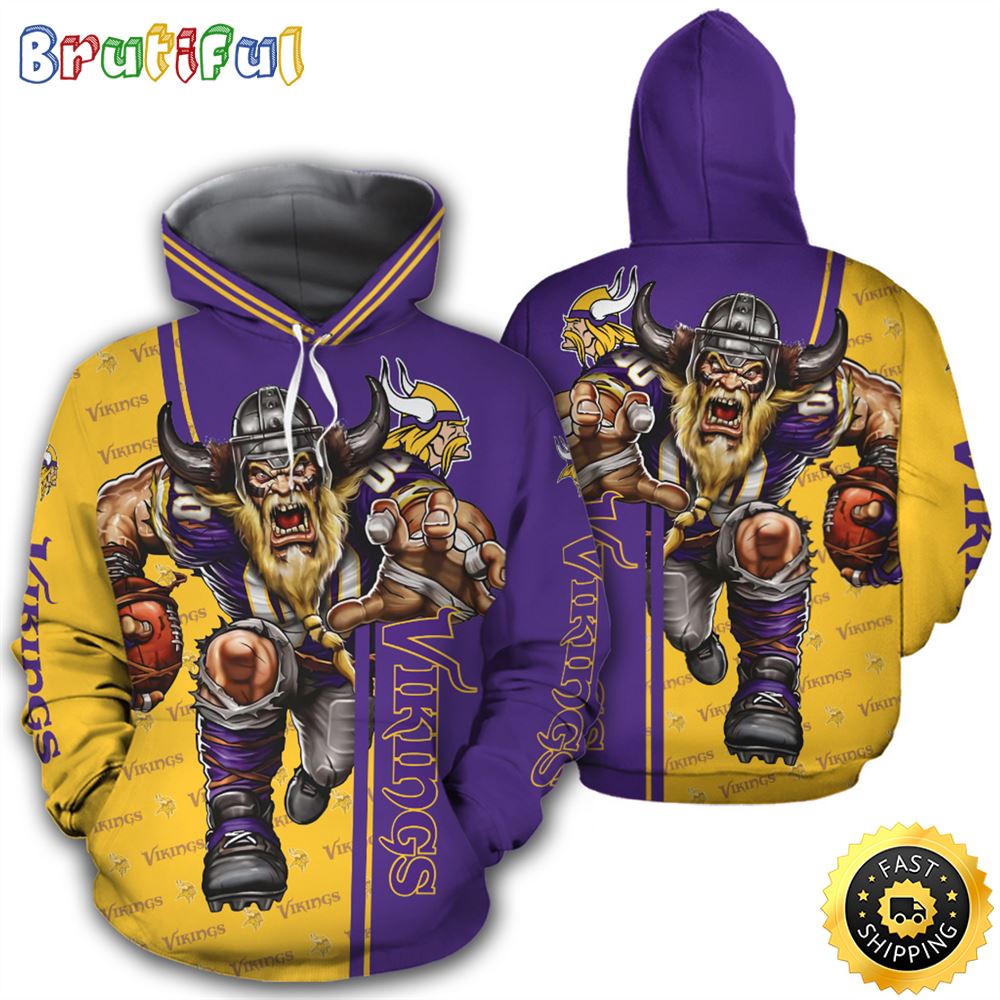 N.F.L.Minnesota Vikings _ Vikings Running 3D Hoodie All Over Print Shirts