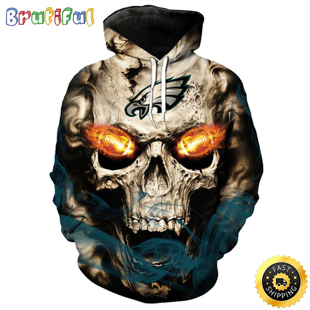 NFL.Philadelphia Eagles _ Neon Glowing Fiery Eagles Football Eyes 3D Hoodie All Over Print Shirt