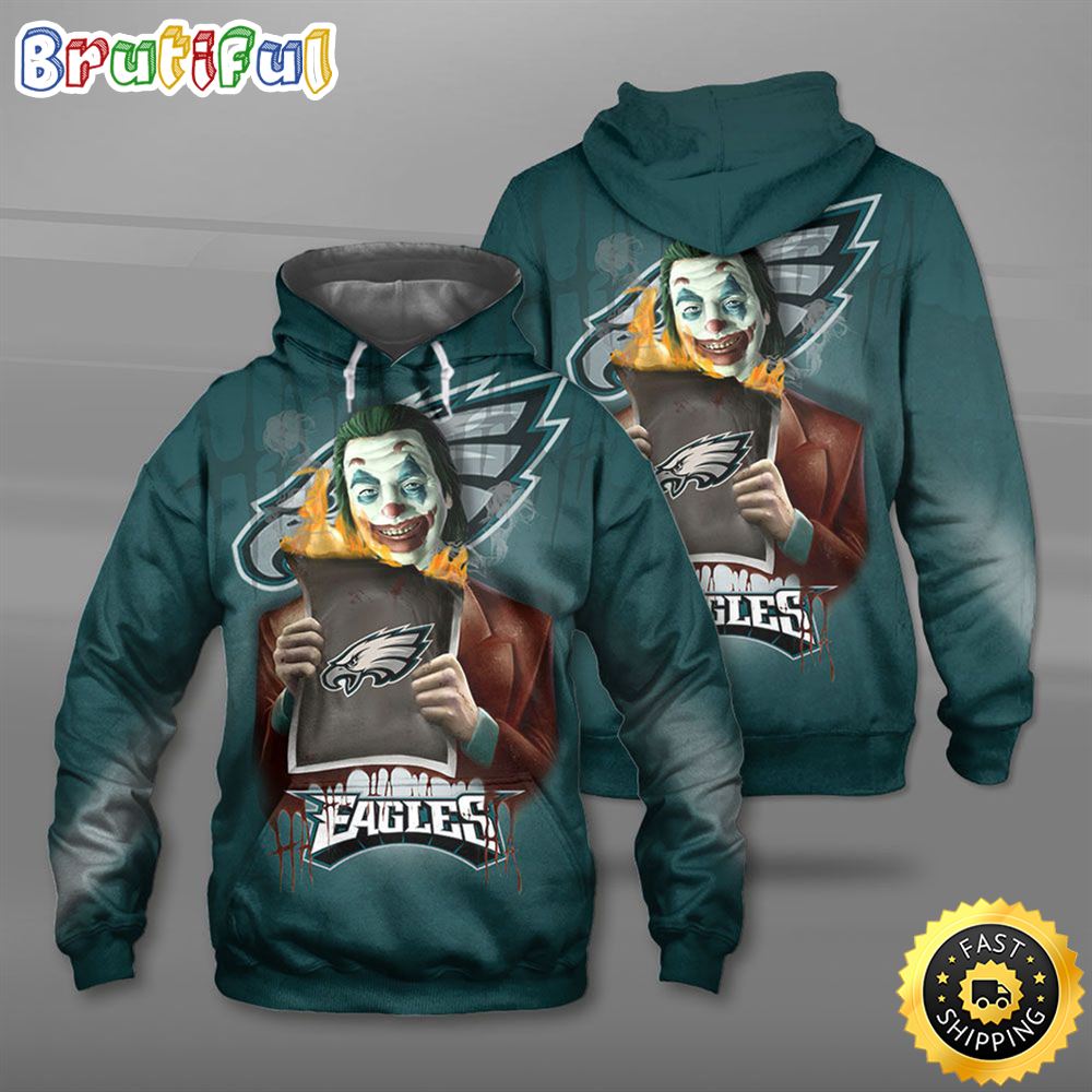 NFL.Philadelphia Eagles _ The Joker Movie Character 3D Hoodie All Over Print Shirt