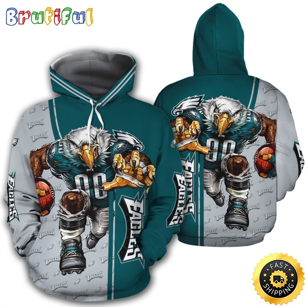 NFL.Philadelphia Eagles Running _ Eagles Logos 3D Hoodie All Over Print Shirt