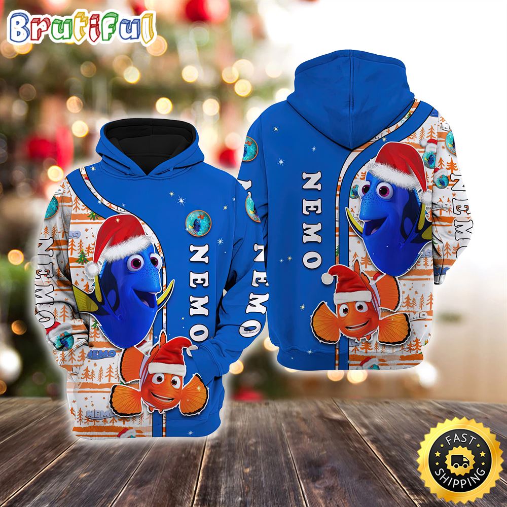Nemo Blue Christmas Disney Christmas Hoodie All Over Print Shirts