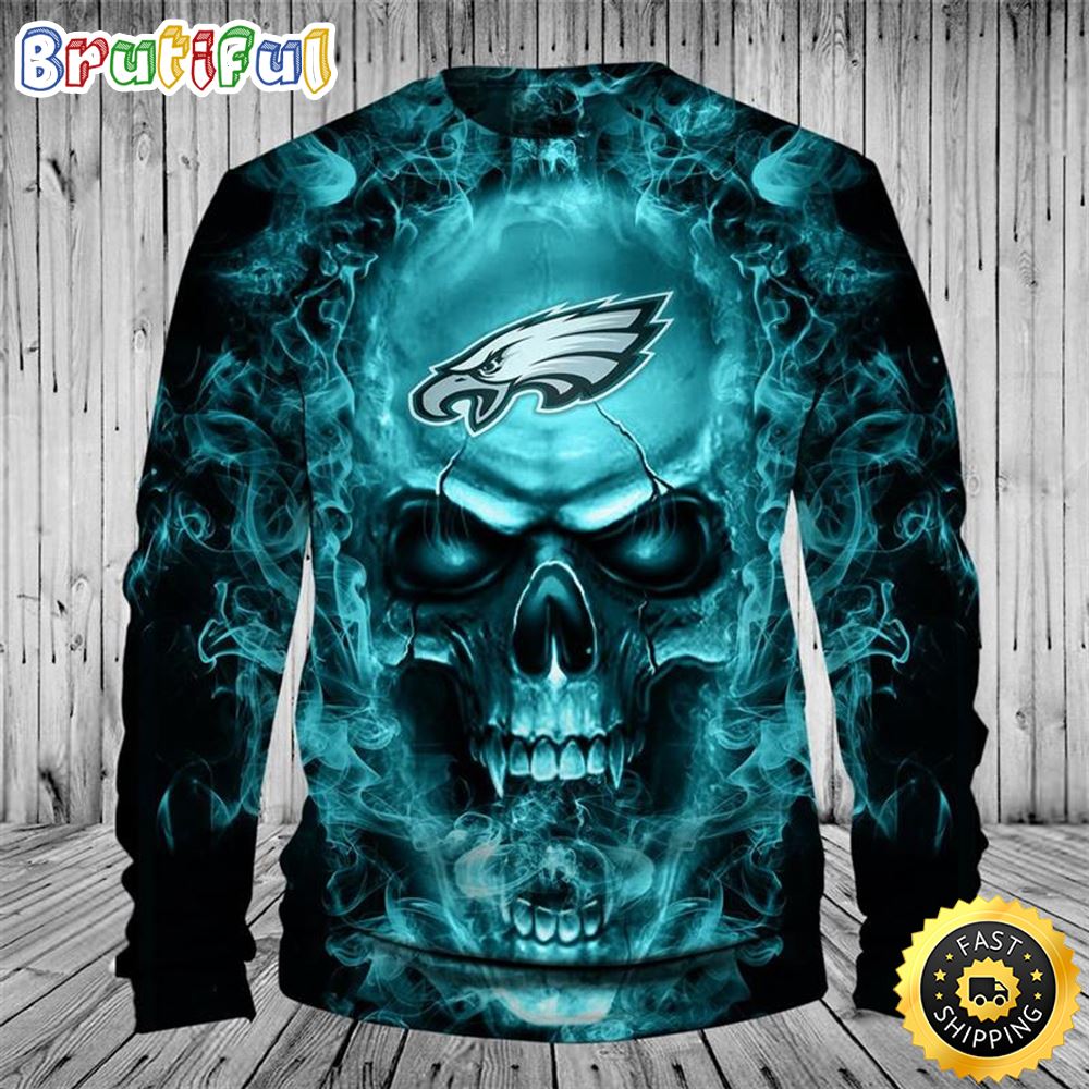 Neon Green Flaming Eagles Skull 3D Hoodie All Over Print Shirt