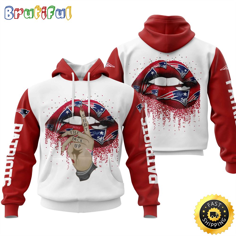 New England Patriots All Over Print Red Lips 3D Hoodie Show Your Team Spirit