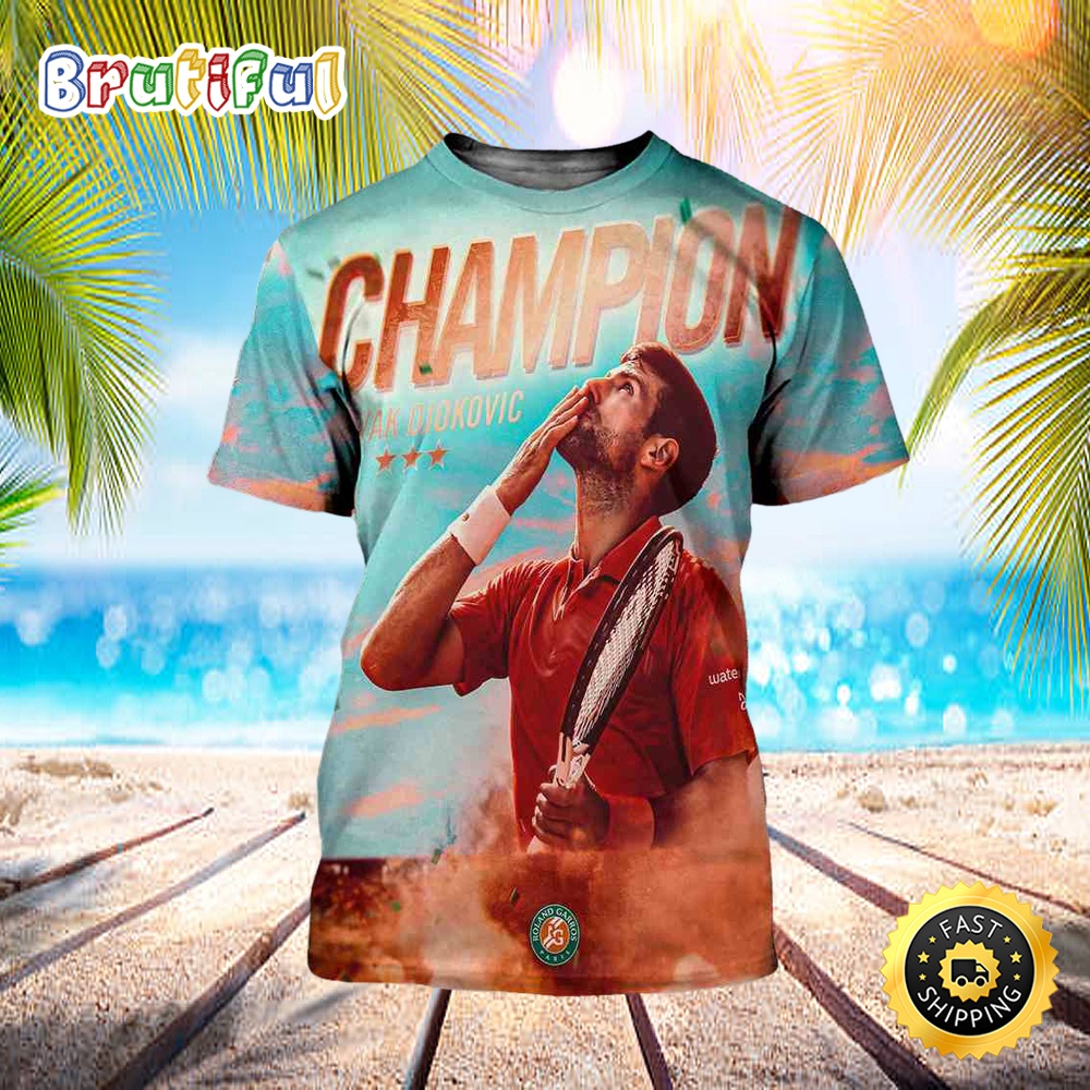 Novak Djokovic Championships French Open Men_s 2023 3D T-Shirt