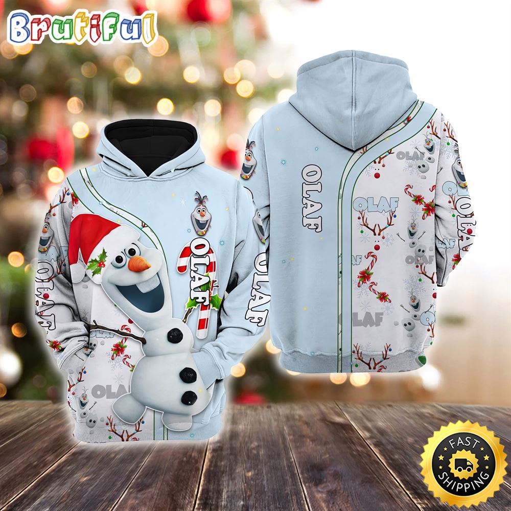 Olaf White Blue Christmas Disney Christmas Hoodie All Over Print Shirts