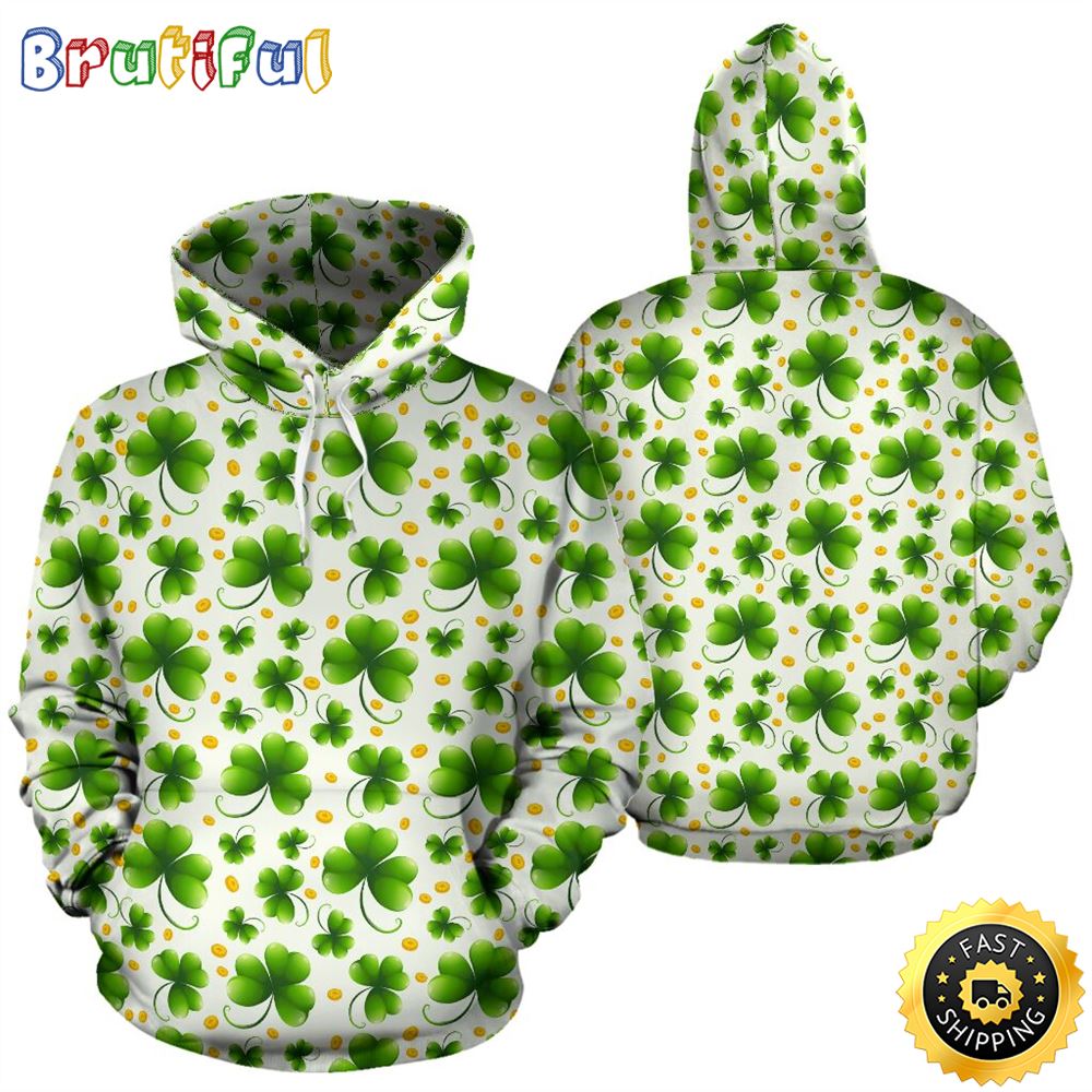 Pattern Irish Background Full Hoodie St.Patricks Day All Over Print Shirt