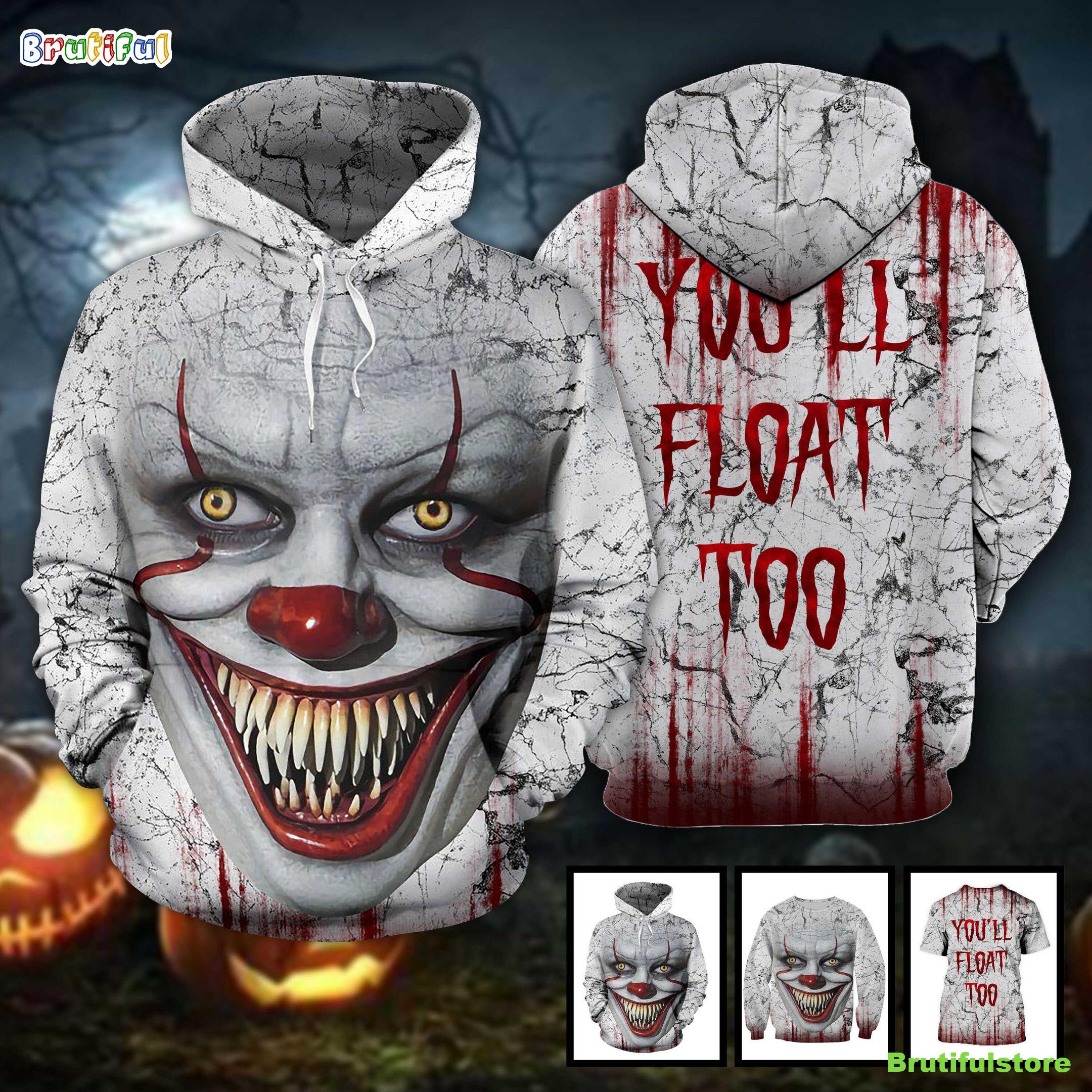 Pennywise You_ll Float Too IT Horror Movie Halloween All Over Print 3D Shirt