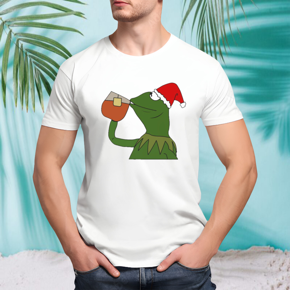 Christmas Santa Frog Sipping Tea Meme shirt