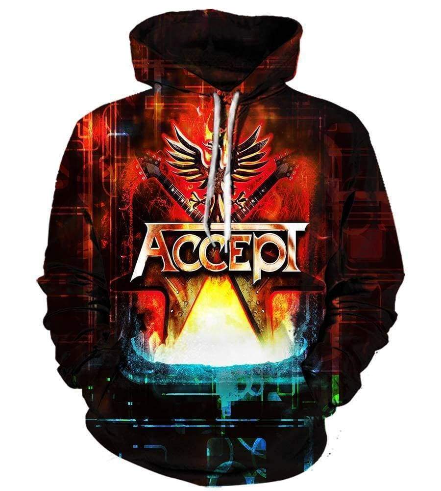 Accept Pullover Red 3D Hoodie