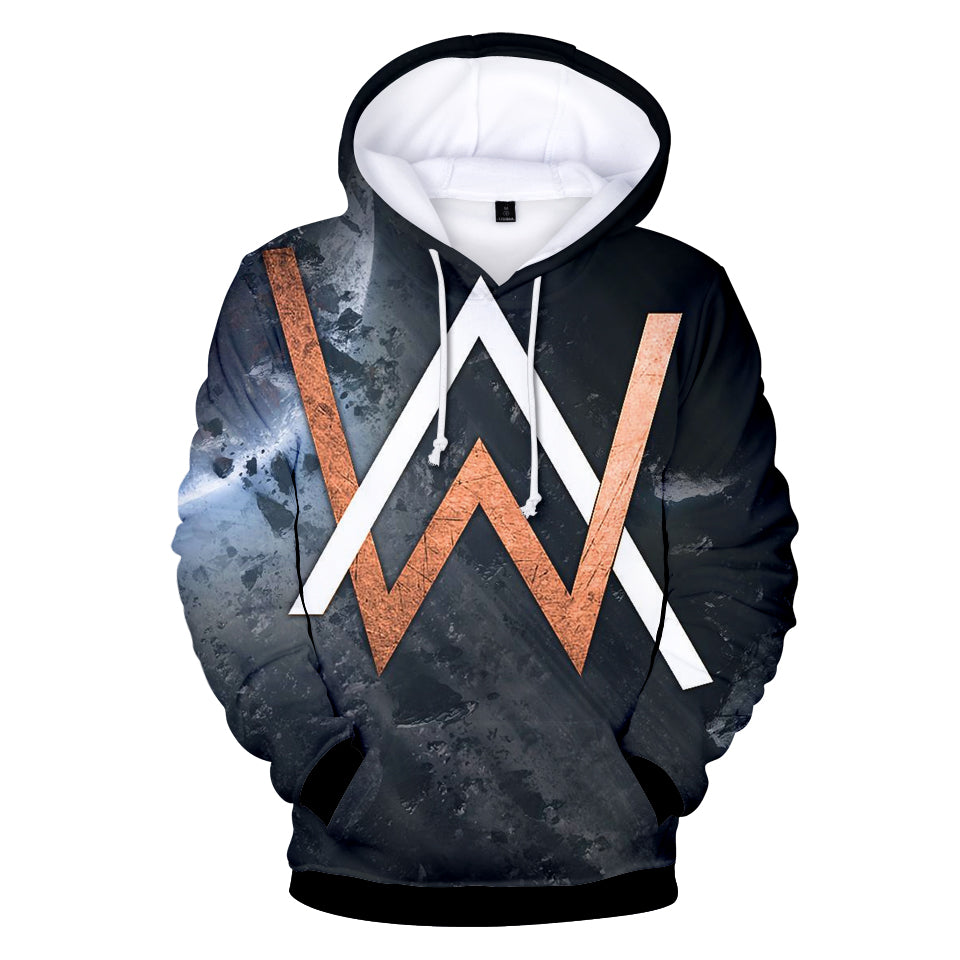 Alan Walker Grey Letter 3D Hoodie