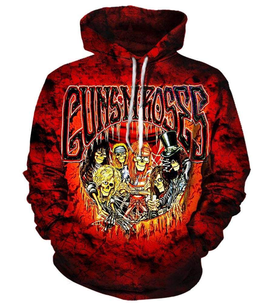 Gun N' Roses Pullover Red 3D Hoodie