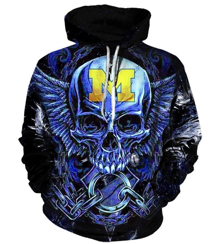 Michigan Wolverines Hoodies - Pullover Black 3D Hoodie