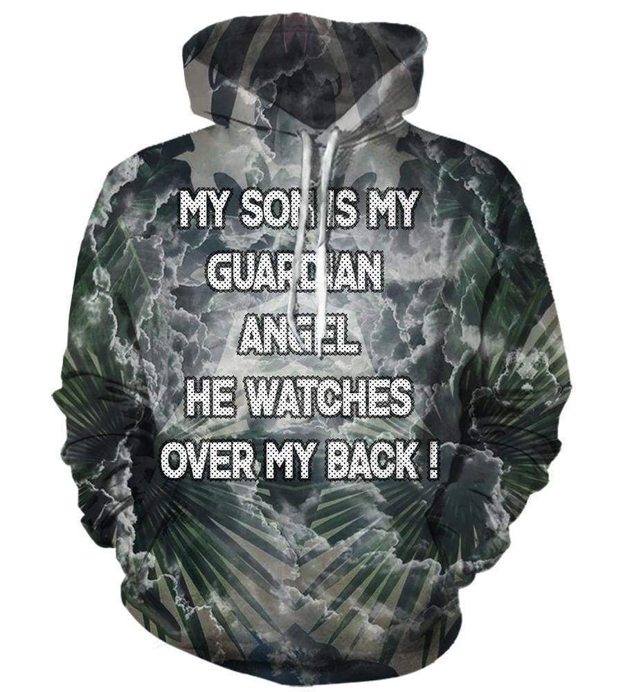 My Son is my Guardian Angles Hoodie - Pullover Black3D Hoodie