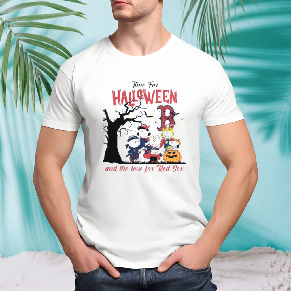 Peanuts Time For Halloween And The Love For Boston Red Sox Logo 2023 T-Shirt