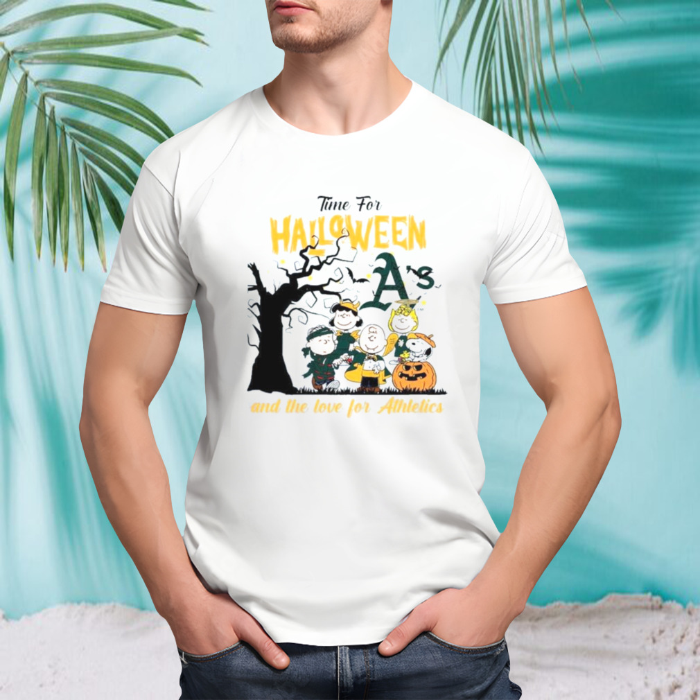 Peanuts Time For Halloween And The Love For Oakland Athletics Logo 2023 T-Shirt