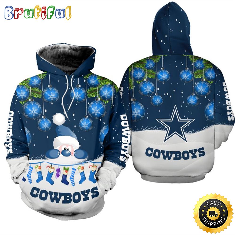 Dallas Cowboys Christmas Santa Football NFL All Over Print Hoodie Shirt