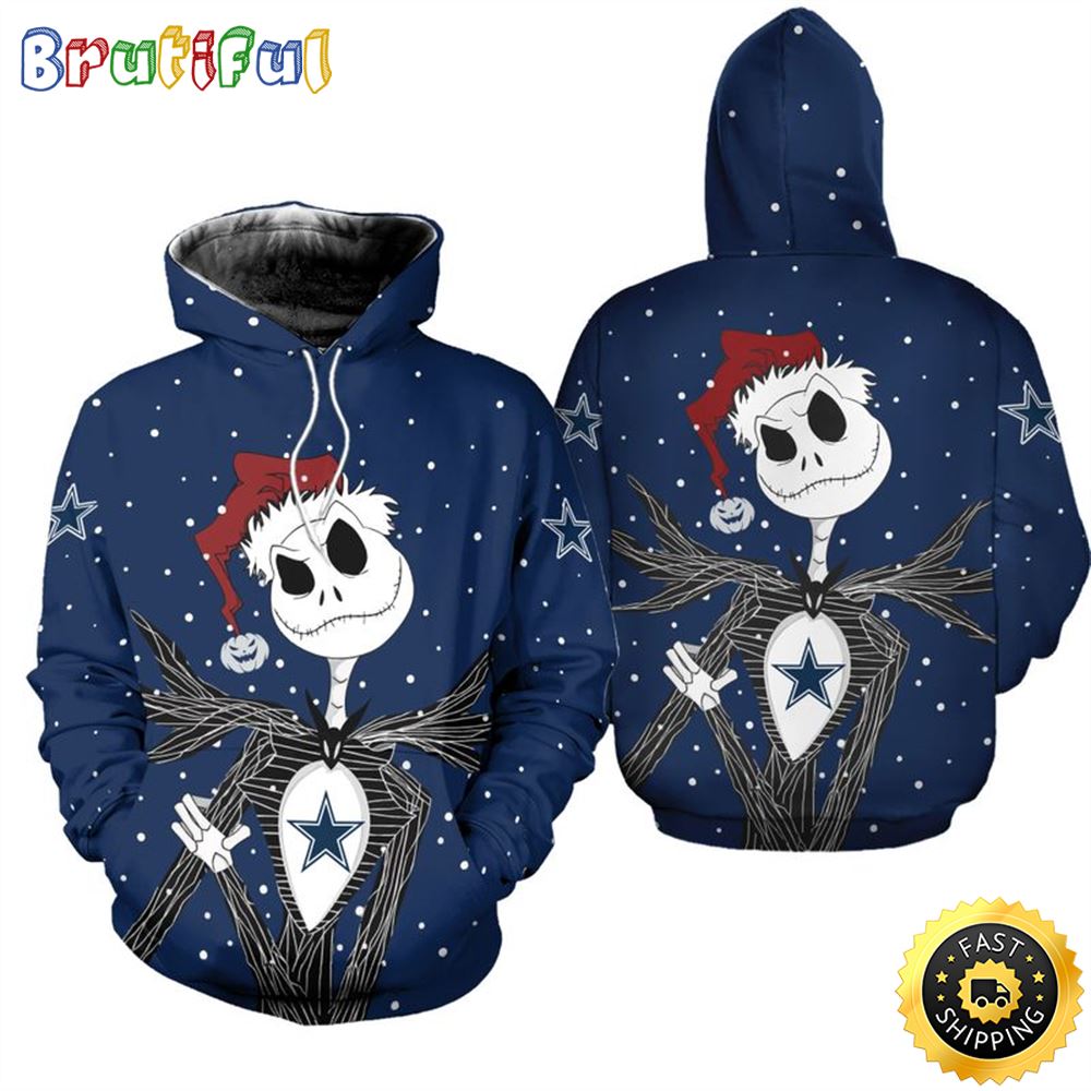 Dallas Cowboys Jack Skellington Christmas Football NFL All Over Print Hoodie Shirt