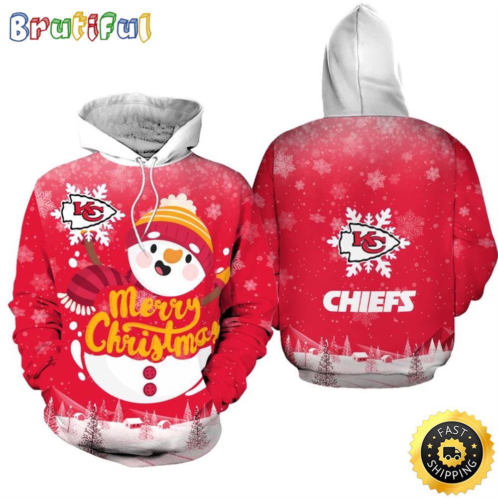 Kansas City Chiefs Christmas Snowman Football NFL Christmas All Over print Shirt