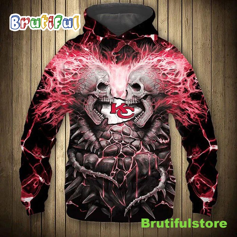 Kansas City Chiefs Hoodie Electric Skull Halloween 2022 3D All Over Print Shirt