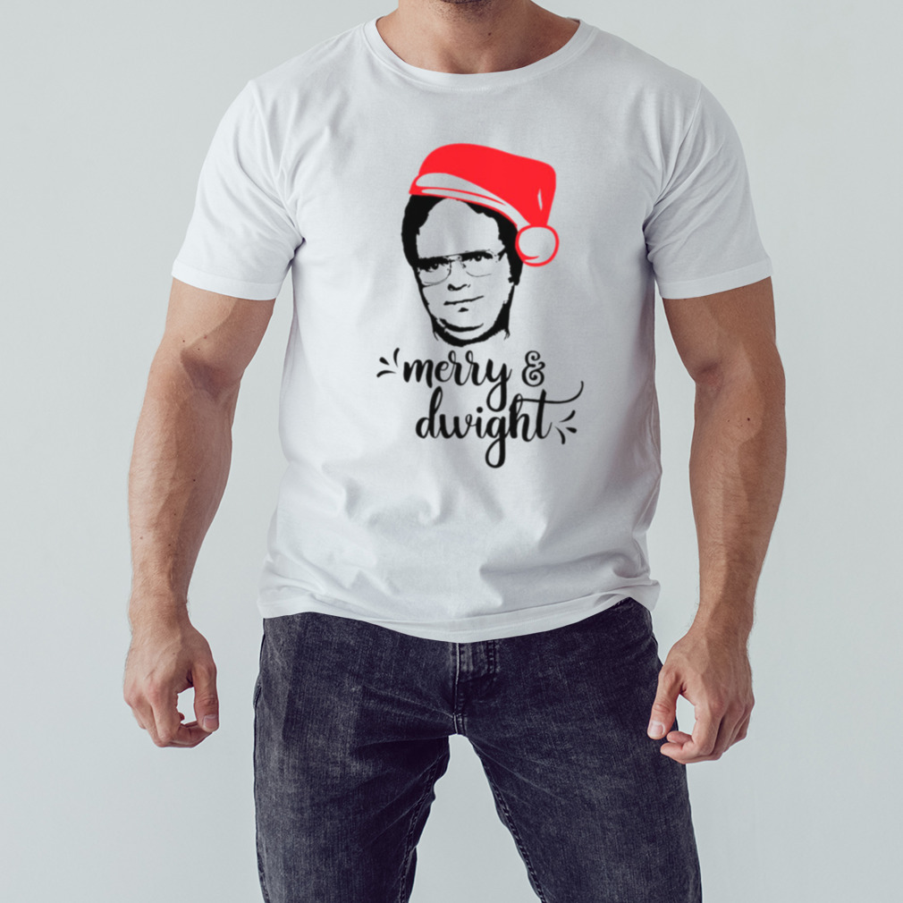 Merry & Dwight The Office Christmas Dwight Schrute Santa Hat shirt