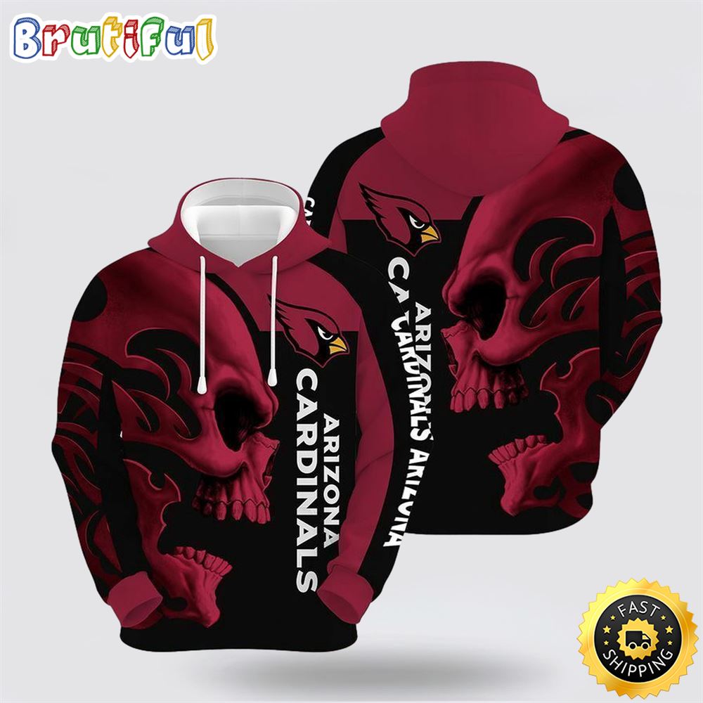 NFL Arizona Cardinals 3D Hoodie All Over Print Shirts Skull Unmatched Style And Comfort