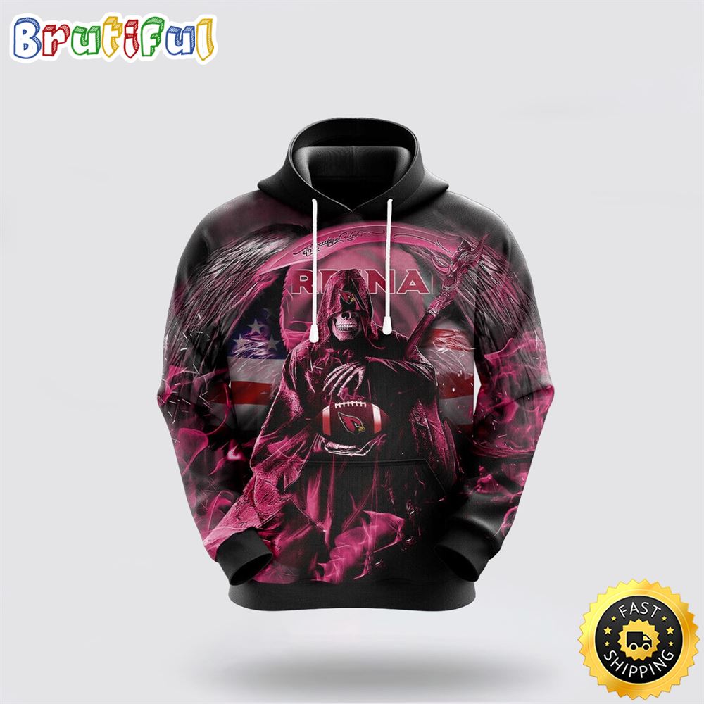 NFL Arizona Cardinals 3D Hoodie All Over Print Skull Fashionable Game Time Attire