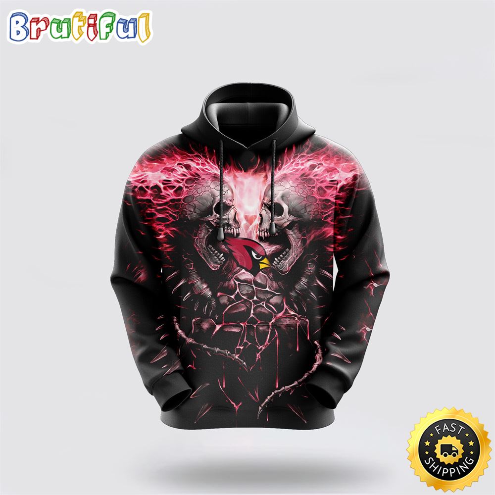 NFL Arizona Cardinals 3D Hoodie All Over Print Skull Game Day Essential