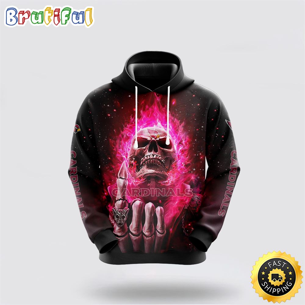 NFL Arizona Cardinals 3D Hoodie All Over Print Skull Show Your Team Spirit