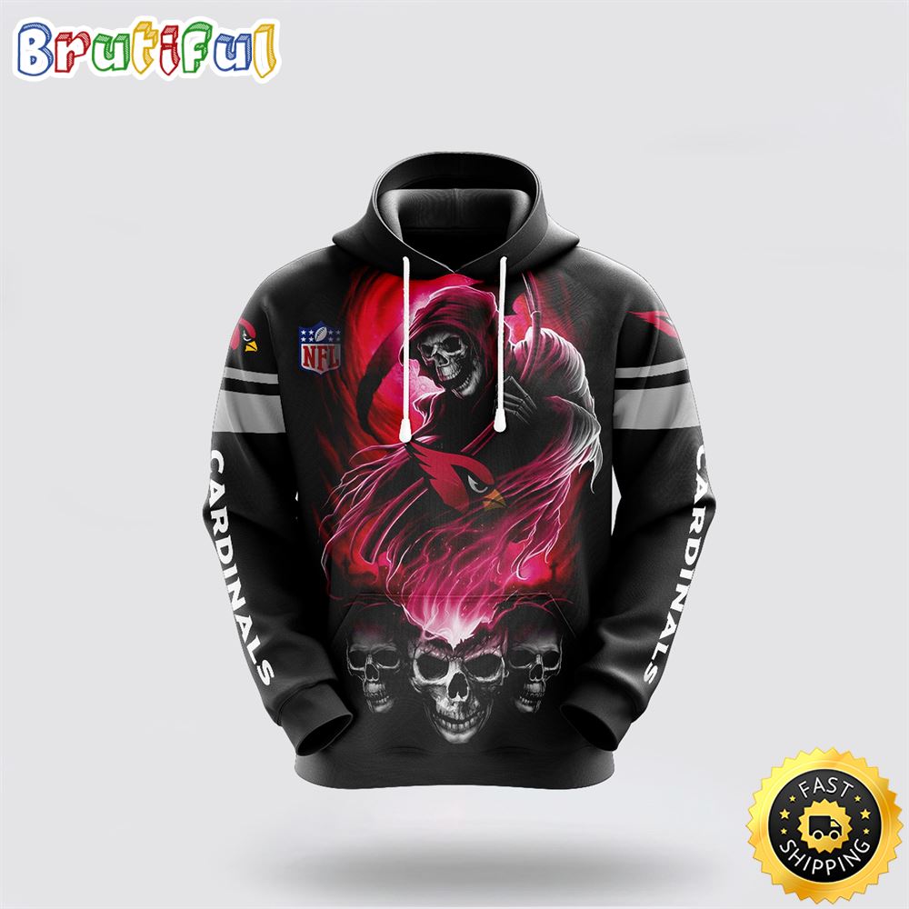 NFL Arizona Cardinals 3D Hoodie All Over Print Skull Stay Cozy and Stylish