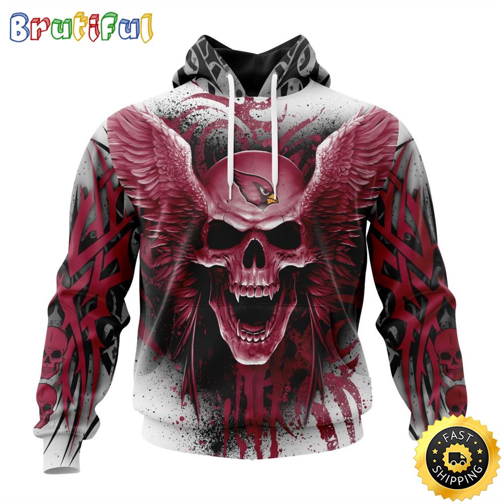 NFL Arizona Cardinals 3D Hoodie All Over Print Special Kits With Skull Unite In Team Colors