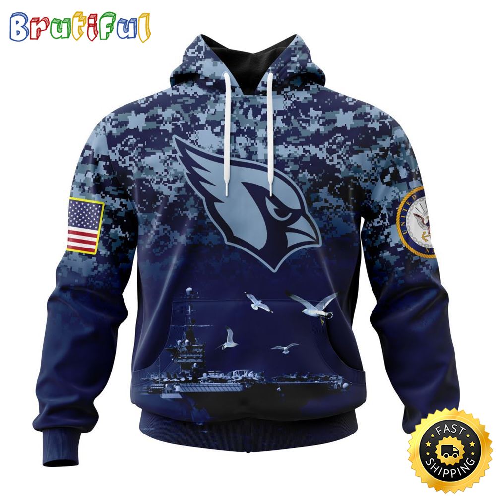 NFL Arizona Cardinals 3D Hoodie Honor US Navy Veterans Stylish Gear For Fans