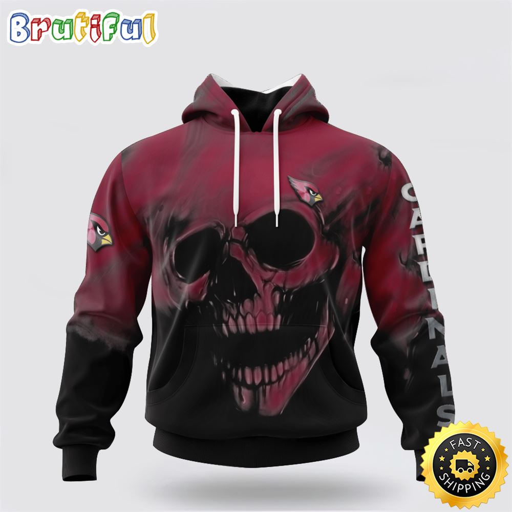 NFL Arizona Cardinals 3D Hoodie Printed Halloween Skull Custom Name And Number Show Team Pride