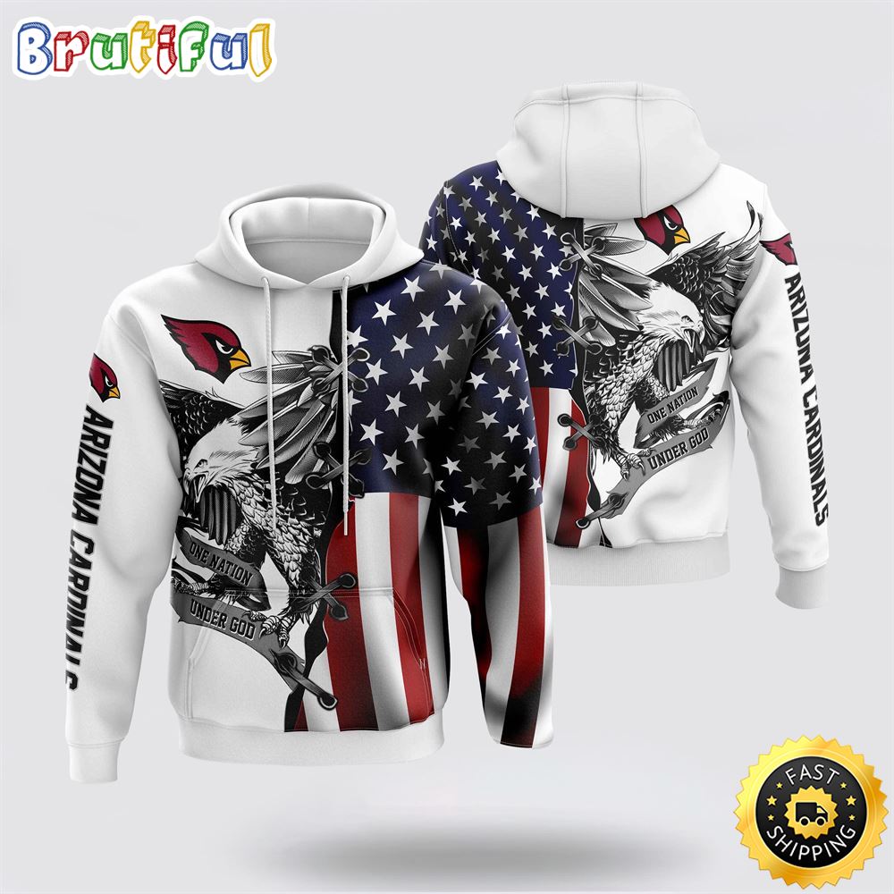 NFL Arizona Cardinals 3D Hoodie Usa Flag Eagle Score Big On Game Day