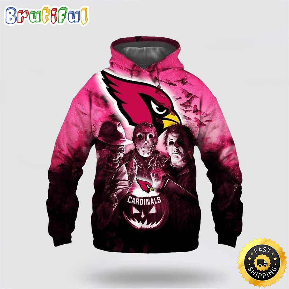 NFL Arizona Cardinals All Over Print 3D Hoodie Halloween Horror Night Gift For Football Fans