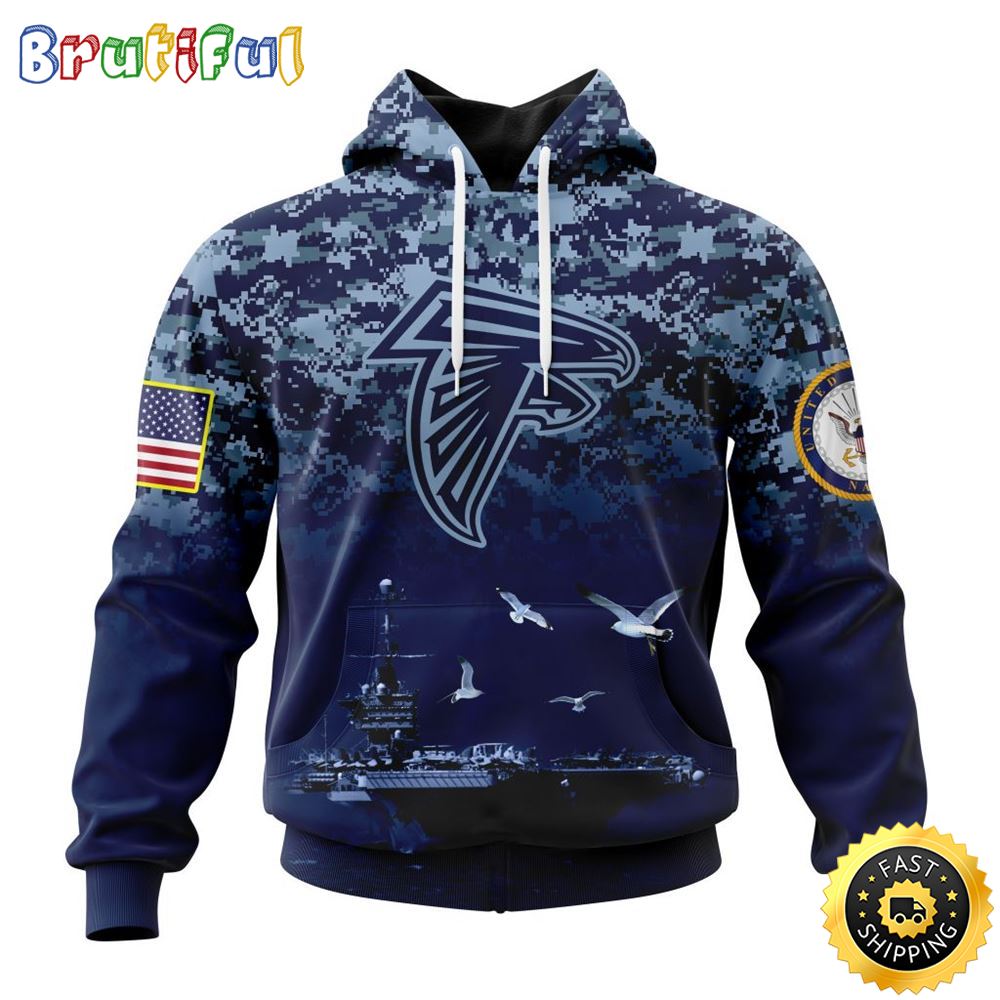 NFL Atlanta Falcons 3D Hoodie Honor US Navy Veterans Stylish Gear For Fans