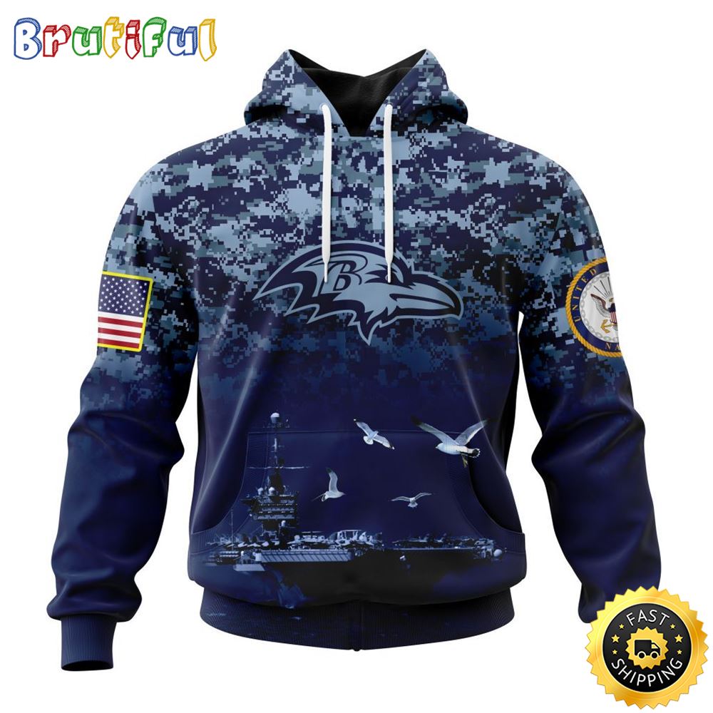 NFL Baltimore Ravens 3D Hoodie Honor US Navy Veterans Stylish Gear For Fans