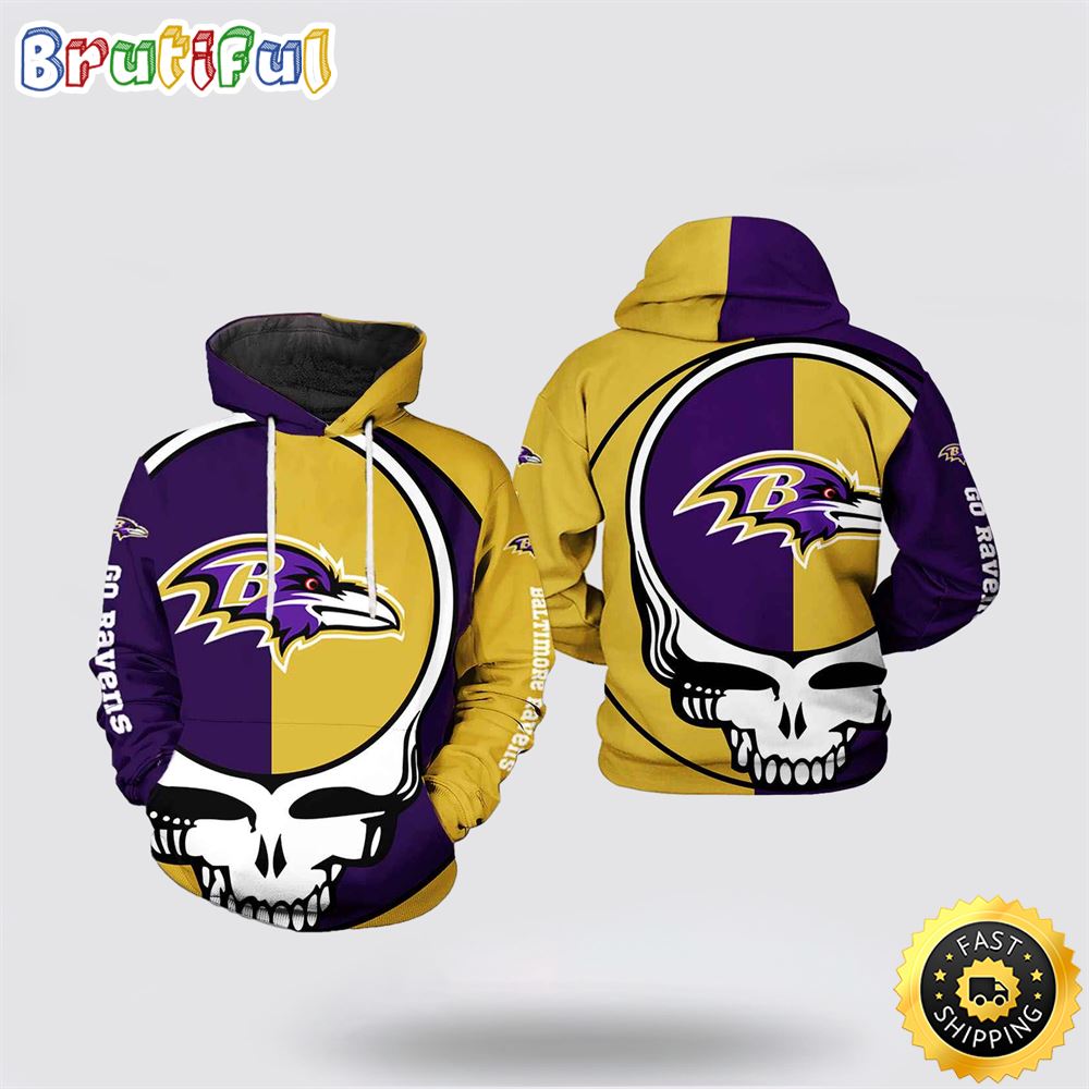 NFL Baltimore Ravens 3D Hoodie Printed Grateful Dead Show Team Pride