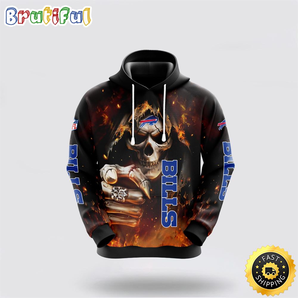 NFL Buffalo Bills 3D Hoodie All Over Print Skull Embrace Team Pride