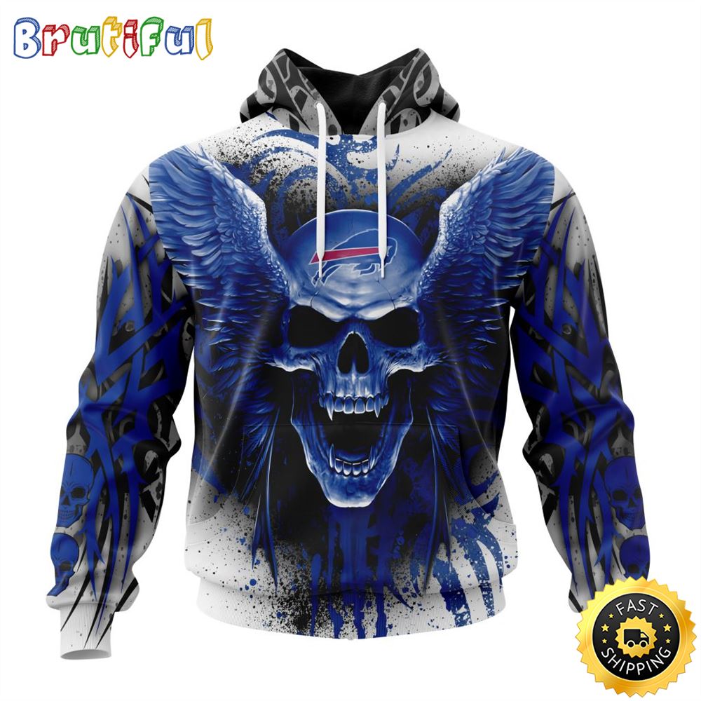 NFL Buffalo Bills 3D Hoodie All Over Print Special Kits With Skull Unite In Team Colors