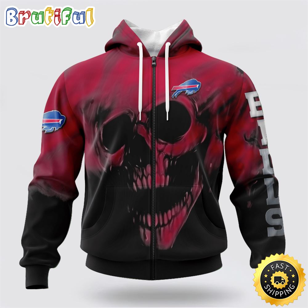 NFL Buffalo Bills 3D Hoodie Printed Halloween Skull Custom Name And Number Show Team Pride