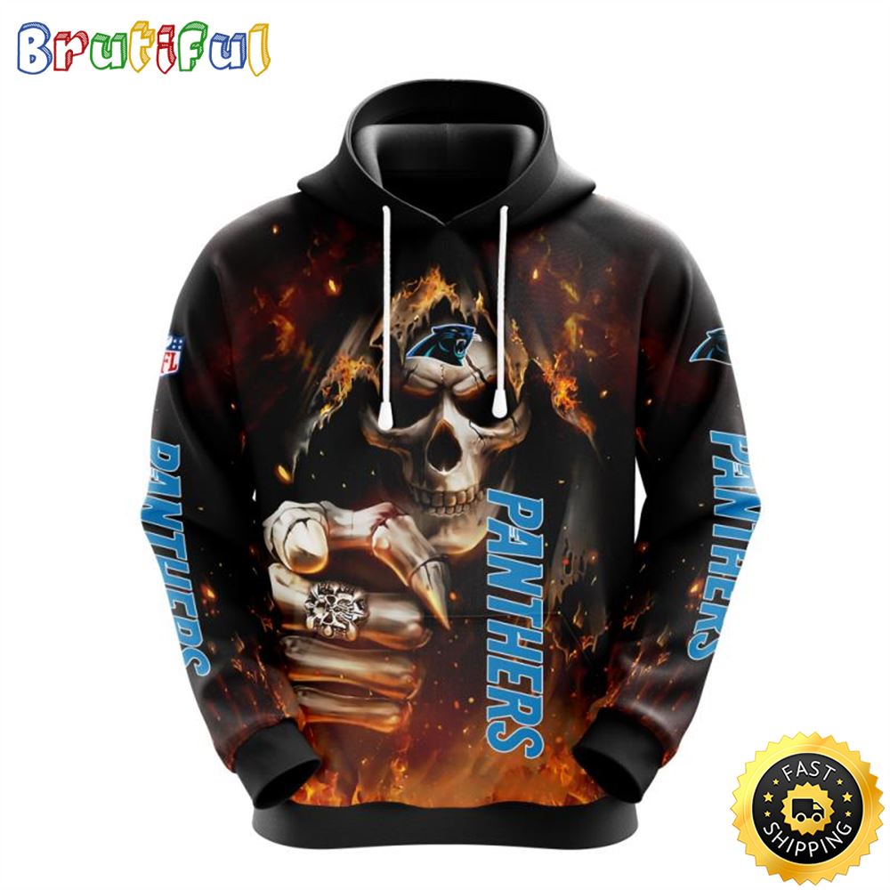 NFL Carolina Panthers 3D Hoodie All Over Print Skull Embrace Team Pride