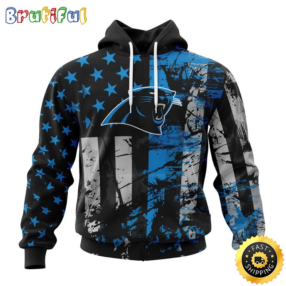 NFL Carolina Panthers 3D Hoodie Classic Grunge American Flag Stylish Warmth For Fans