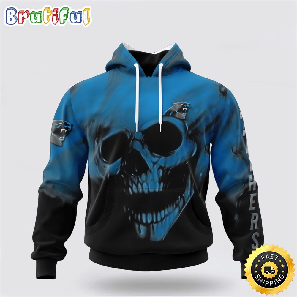 NFL Carolina Panthers 3D Hoodie Printed Halloween Skull Custom Name And Number Show Team Pride